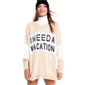 Wildfox ‘I Need A Vacation’ Distressed Oversized Sweater XS
